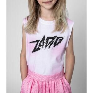 Zadig & Voltaire Girls Anie Children's T-Shirt In Rose Electrique Size 14